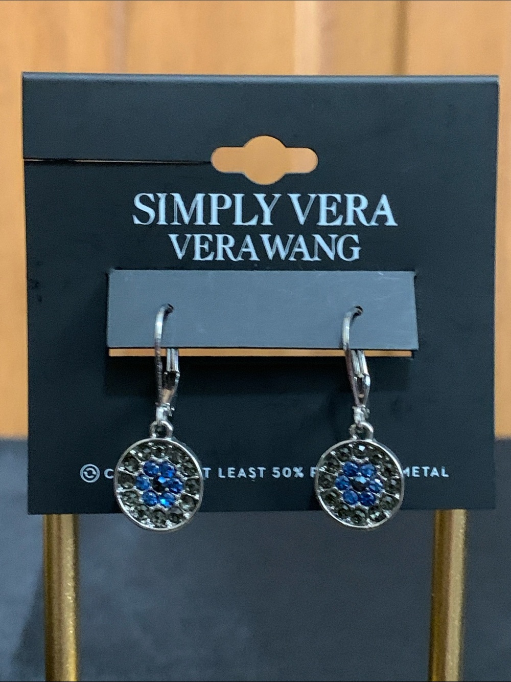 NWT Simply Vera Vera Wang silver tone blue & gray stone earrings